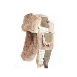OLIVE PLAID CANVAS MAD BOMBER HAT SOLD OUT EVERYWHERE FUR LINED SOFT